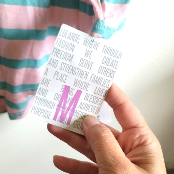 Lularoe, Lynnae Long Sleeve Top, Mint‎ and Pink Stripes, Size Medium,  NWT - Picture 3 of 7